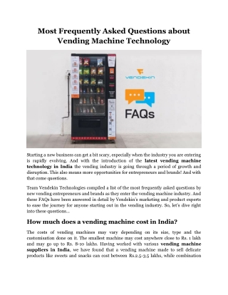 Most Frequently Asked Questions about Vending Machine Technology