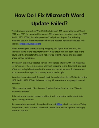 How Do I Fix Microsoft Word Update Failed?