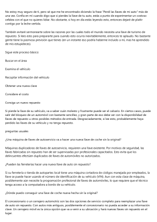 Qué hacer cuando ha extraviado las llaves de su vehículo y no tiene repuesto