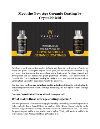 Meet the New Age Ceramic Coating by Crystalshield