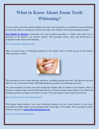 What to Know About Zoom Teeth Whitening?