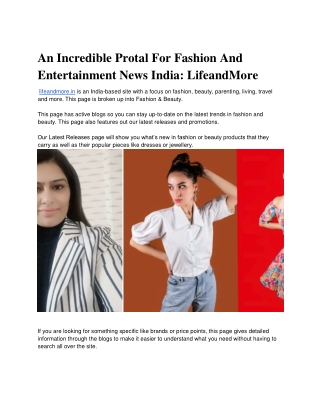 Fashion and Entertainment news India