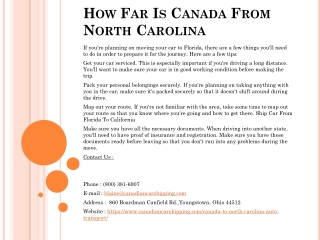 How Far Is Canada From North Carolina