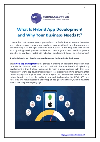 What is Hybrid App Development and Why Your Business Needs It ?