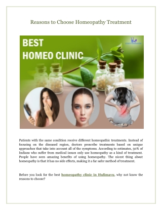 Reasons to Choose Homeopathy Treatment