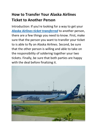 How to Transfer Your Alaska Airlines Ticket to Another Person