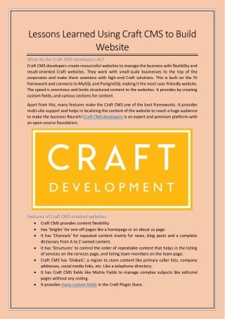 Lessons Learned Using Craft CMS to Build Website