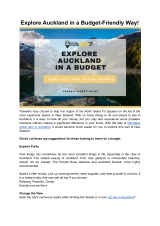 Explore Auckland in a Budget-Friendly Way!