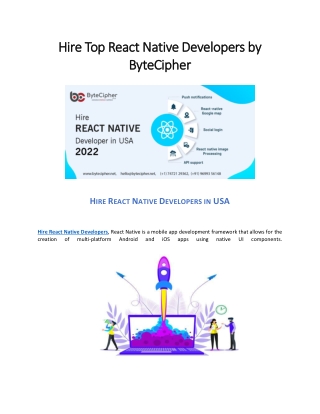 Hire react Native Developers USA