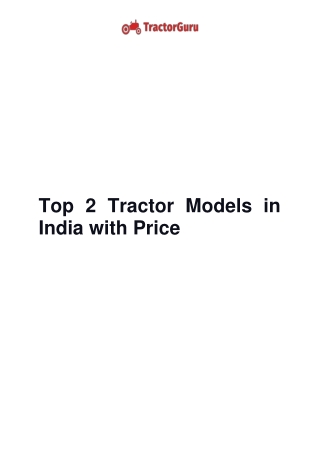 Top 2 Tractor Models in India with Price  