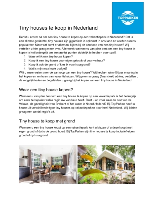 Tiny house kopen