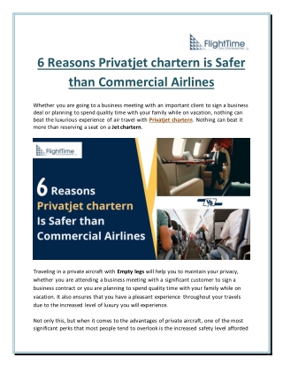 6 Reasons Privatjet chartern is Safer than Commercial Airlines
