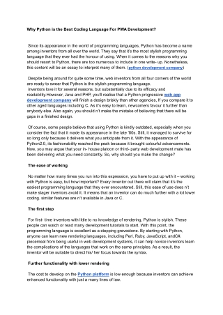 Why Python is the Best Coding Language For PWA Development_