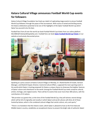 Katara Cultural Village announces Football World Cup events for followers