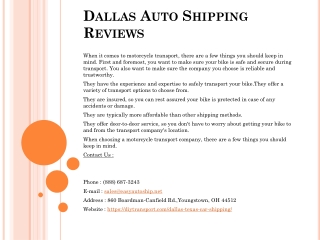 Dallas Auto Shipping Reviews