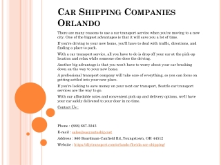 Car Shipping Companies Orlando