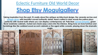 Eclectic Furniture Old World Decor