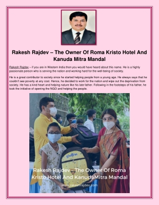 Rakesh Rajdev The Owner Of Roma Kristo Hotel And Kanuda Mitra Mandal