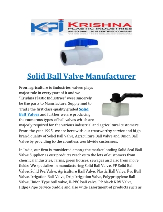 Solid Ball Valve gujarat