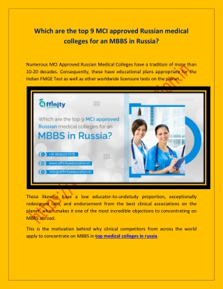 Which are the top 9 MCI approved Russian medical colleges for an MBBS in Russia?