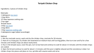 Teriyaki Chicken Chop