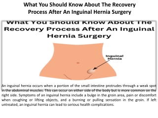 The Inguinal Hernia Recovery Process What You Should Know