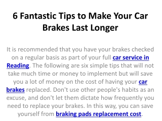 6 Fantastic Tips to Make Your Car Brakes Last Longer