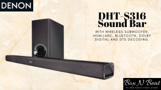 Denon DHT-S316 home theater with wireless two-way speakers and a subwoofer