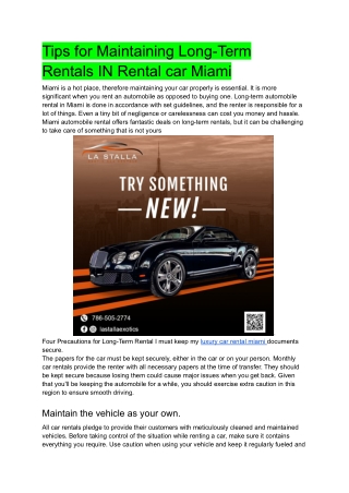 R-4 Tips for Maintaining Long-Term Rentals IN Rental car Miami