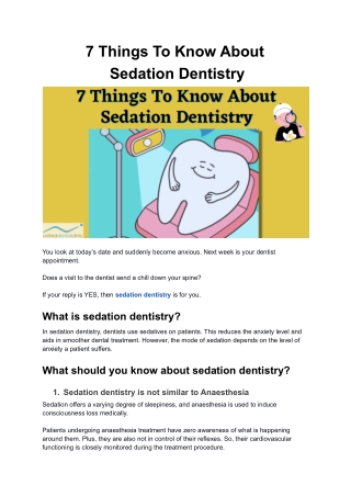 7 Things To Know About Sedation Dentistry