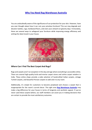 Why You Need Rug Warehouse Australia