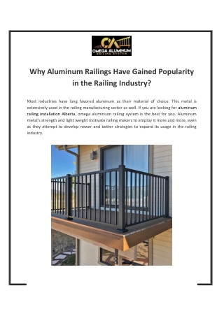 Why Aluminum Railings Have Gained Popularity in the Railing Industry