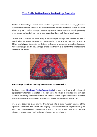 Your Guide To Handmade Persian Rugs Australia