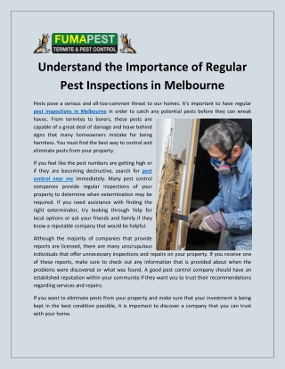 Understand the Importance of Regular Pest Inspections in Melbourne
