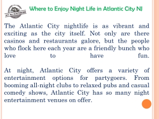 Where to Enjoy Nightlife in Atlantic City NJ