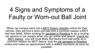 4 Signs and Symptoms of a Faulty or Worn-out Ball Joint