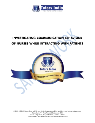 Assignment Writing - Investigating Communication Behavior of Nurses Sample Work