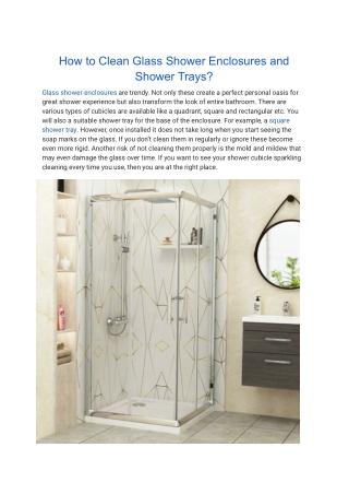 How to Clean Glass Shower Enclosures and Shower Trays