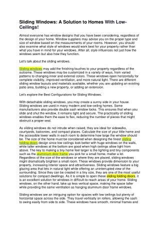 Sliding Windows: A Solution to Homes With Low-Ceilings!