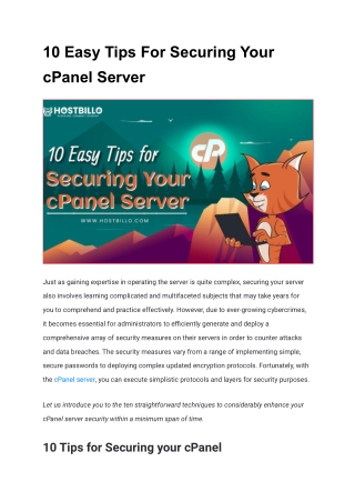 10 Easy Tips For Securing Your cPanel Server