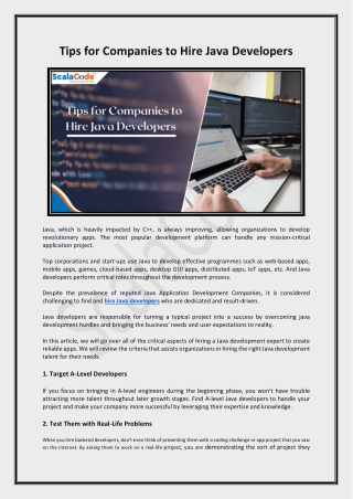 Tips for Companies to Hire Java Developers - ScalaCode