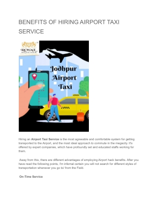 BENEFITS OF HIRING AIRPORT TAXI SERVICE