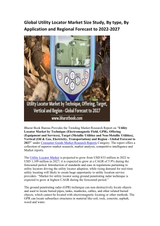 Global Utility Locator Market Research Report 2022-2027