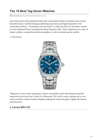 The 10 Best Tag Heuer Watches