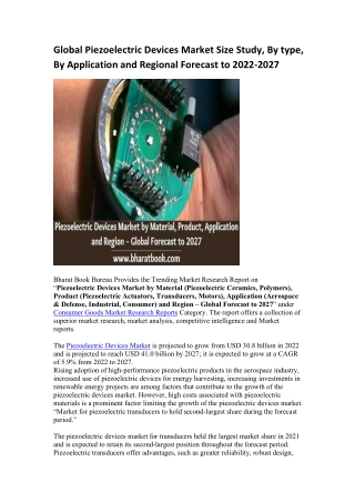 Global Piezoelectric Devices Market Research Report 2022-2027