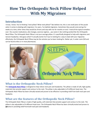 How The Orthopedic Neck Pillow Helped With My Migraines