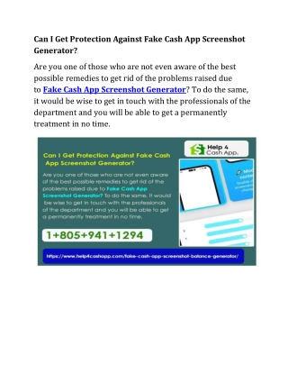 Can I Get Protection Against Fake Cash App Screenshot Generator