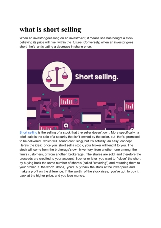 what is short selling