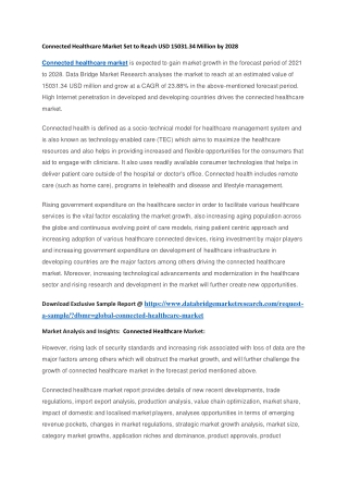 Connected Healthcare Market Set to Reach USD 15031.34 Million by 2028