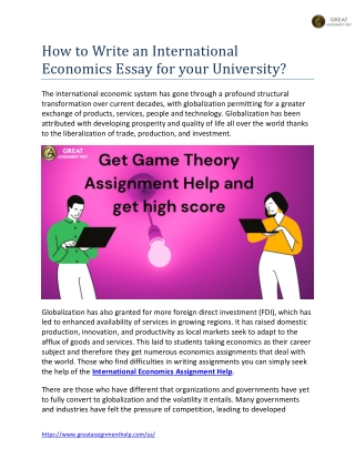 How to Write an International Economics Essay for your University